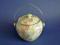 Rare Shelley 'Melody' Chintz Pottery Biscuit Barrel with Chrome Handle c1935 (Sold)