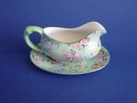 Rare Shelley 'Melody' Chintz Pottery Sauce Boat and Stand c1935 (Sold)