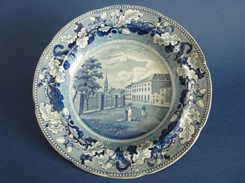 Rare Stevenson's Acorn and Oak Leaf Border Series 'Park Theatre, New York' Soup Plate c1820