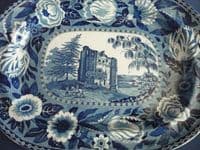 Rare Tulip Border Series 'Newark Castle' Platter c1820
