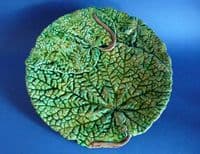Rare Vibrant French Majolica Begonia Leaf Plate c1880