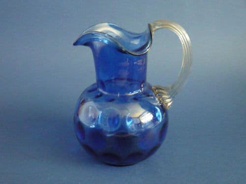 Rare Victorian Bristol Blue Glass Dimpled Jug c1880 (Sold)