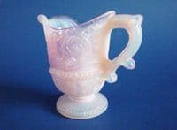 Rare Victorian Pink Opalescent Glass 'Scroll and Hobnail' Creamer c1890