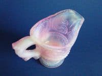 Rare Victorian Pink Opalescent Glass 'Scroll and Hobnail' Creamer c1890