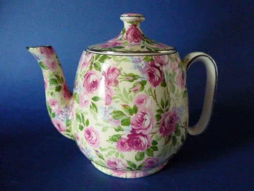 Rare Vintage Royal Winton Grimwades 'June Roses' Chintz Countess Teapot c1935 (Sold)