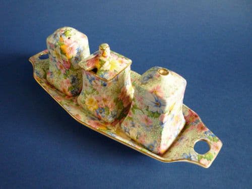 Rare Vintage Royal Winton Grimwades 'Marion' Chintz Ascot Cruet c1951