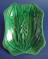 Rare Wedgwood Green Majolica 'Foxglove' Serving Dish c1870 #2 (Sold)