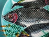 Rare Wedgwood Turquoise Majolica Fish Plate c1873 (Sold)