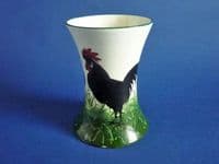 Rare Wemyss Ware 'Black Leghorn Cockerel and Hen' Beaker Vase c1900