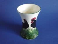 Rare Wemyss Ware 'Black Leghorn Cockerel and Hen' Beaker Vase c1900