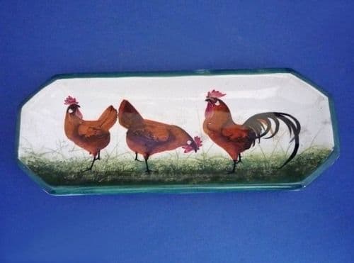 Rare Wemyss Ware 'Brown Cockerel and Hens' Pen Tray c1900