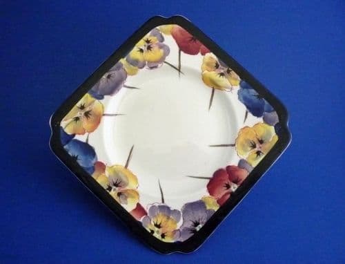 Royal Doulton Art Deco 'Pansies' Series D4049 Square Tea Plate c1928 #1