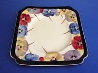 Royal Doulton Art Deco 'Pansies' Series D4049 Square Tea Plate c1928 #2