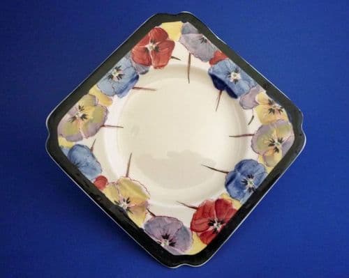 Royal Doulton Art Deco 'Pansies' Series D4049 Square Tea Plate c1928 #2