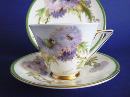 Royal Doulton 'Glamis Thistle' Art Deco Trio by Percy Curnock c1938 #1 (Sold)