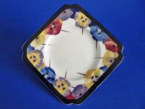 Royal Doulton 'Pansies' Series Art Deco Square Tea Plate D4049 c1928 #1 (Sold)