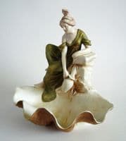 Royal Dux Art Nouveau 'Maiden on Clamshell' Centrepiece c1920