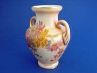 Royal Worcester Hand Painted Blush Ivory 'Pyrethrum & Roses' Vase c1903