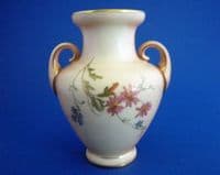 Royal Worcester Hand Painted Blush Ivory 'Pyrethrum & Roses' Vase c1903