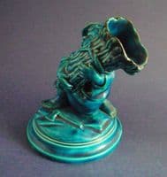 Royal Worcester Turquoise Majolica 'Boy with Firewood' Spill Holder after Hadley c1880