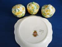 Scarce Crown Ducal 'Primula' Chintz 3 Piece Cruet and Stand c1928 (Sold)