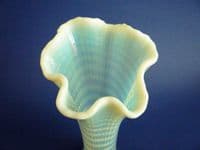 Scarce Imperial 'Ripple' Vaseline Glass Vase c1910 (Sold)