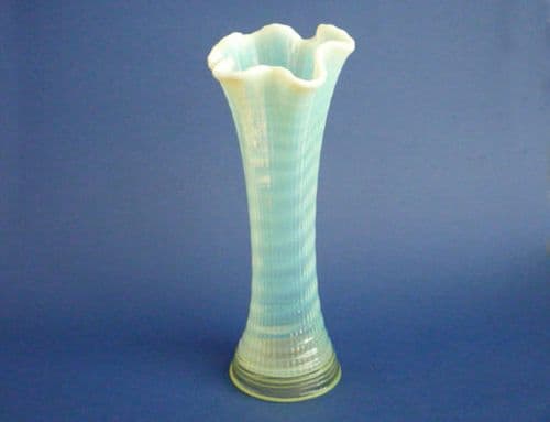 Scarce Imperial 'Ripple' Vaseline Glass Vase c1910 (Sold)
