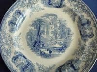 Scott's Southwick Pottery Sunderland Blue and White 'Haddon Hall' Dinner Plate c1840 #2