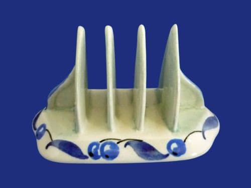 Scottish Bough Pottery Hand Painted 'Blueberry' Toast Rack c1930