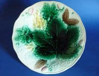 Scottish Majolica Small Grape and Vine Leaf Dessert Plate c1880