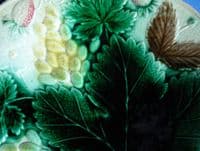 Scottish Majolica Small Grape and Vine Leaf Dessert Plate c1880