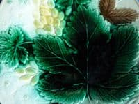 Scottish Majolica Small Grape and Vine Leaf Dessert Plate c1880