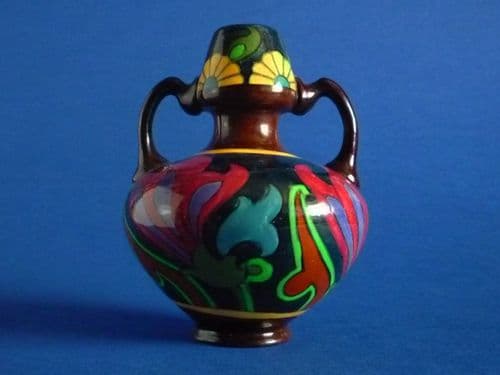 Shelley Intarsio Miniature Two Handled Vase by Frederick Rhead c1910