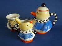 Shelley Mabel Lucie Attwell Animal Set - Duck Teapot, Rabbit Jug and Chicken Sugar Bowl c1930