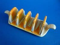 Shelley Orange Harmony Drip Ware 5-Bar Toast Rack c1935