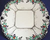 Shelley Queen Anne 'Black Trees' Pattern 11476 Cake Plate c1926