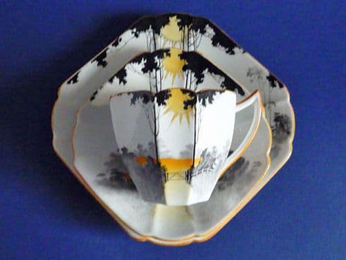 Shelley Tall Queen Anne 'Sunrise and Tall Trees' Pattern 11678 Trio c1929 (Sold)