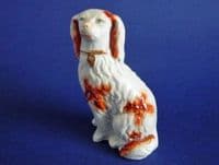 Small 19th Century Staffordshire Pottery Russet and White Spaniel c1860