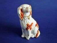 Small 19th Century Staffordshire Pottery Russet and White Spaniel c1860
