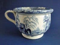 Small Blue and White 'Abbey Ruins' Vomit or Spitting Pot c1830