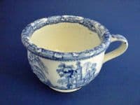 Small Blue and White 'Abbey Ruins' Vomit or Spitting Pot c1830