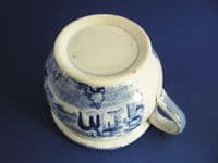 Small Blue and White 'Abbey Ruins' Vomit or Spitting Pot c1830