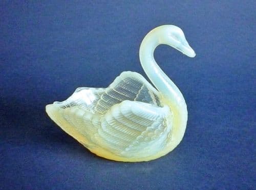 Small Burtles, Tate and Company (Manchester) Opalescent Pressed Glass Swan c1885 (Sold)