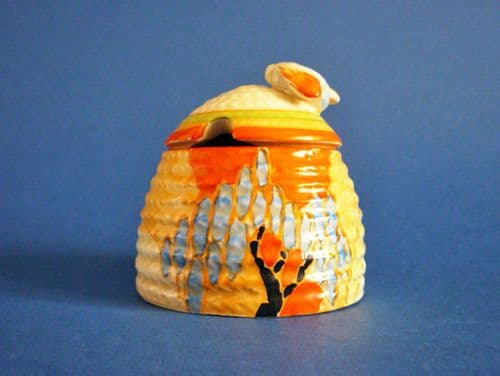 Small Clarice Cliff Fantasque Bizarre 'Windbells' Beehive Honey Pot c1933 (Sold)