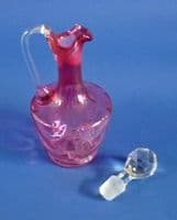Small Victorian Cranberry Glass Liqueur Jug with Stopper c1880