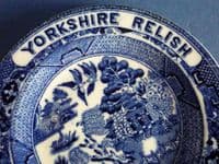 Small Yorkshire Relish Willow Pattern Advertising Plate c1840