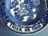 Small Yorkshire Relish Willow Pattern Advertising Plate c1840