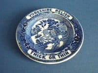 Small Yorkshire Relish Willow Pattern Advertising Plate c1840