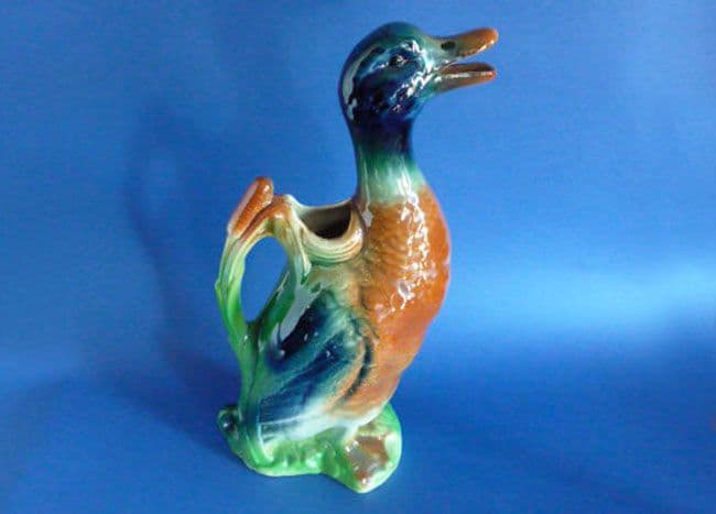 St Clement French Majolica Large Mallard Duck Jug c1900 St Clement French Majolica Large Mallard Duck Jug c1900