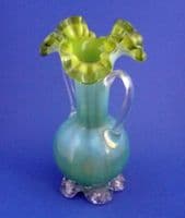 Stourbridge Green Opalescent Vaseline Glass Vase c1890 (Sold)